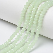 Glass Beads Strands, Imitation Jade, Faceted, Rondelle, Pale Green, 4x3mm, Hole: 0.4mm, about 113~115pcs/strand, 41~41.5cm(EGLA-A044-J4mm-D01)