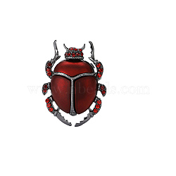 Creative Beetle Enamel Pin, Alloy Brooch Clothing Accessory, FireBrick, 36x27mm(PW-WGD2132-04)