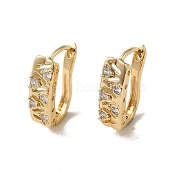 Brass Micro Pave Cubic Zirconia Hoop Earring, Light Gold, 18x6mm(EJEW-L271-10KCG-03)