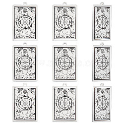 10Pcs 201 Stainless Steel Pendants, Laser Engraved Pattern, Tarot Card Pendants, Stainless Steel Color, 40x24x1mm, Hole: 2mm(STAS-DC0011-11)