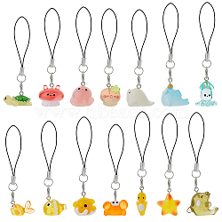 14Pcs Resin Mobile Straps, Marine Theme, Mixed Color, 85~95mm, 14pcs/set(HJEW-DC00072)