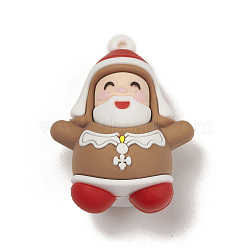 PVC Plastic Christmas Style Big Pendants, Santa Claus, 49x37x25mm, Hole: 3mm(PVC-O001-02D)