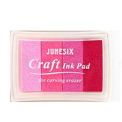 Plastic Craft Finger Ink Pad Stamps, for Kid DIY Paper Art Craft, Scrapbooking, Rectangle, Pink, 78x55x18mm(AJEW-H155-20A)