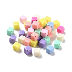 Opaque Acrylic Beads, Cube, Mixed Color, 10x10x10mm, Hole: 1.5mm(X-SACR-E003-06)