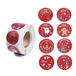 8 Patterns Round Dot Self Adhesive Paper Stickers Roll, Christmas Decals for Party, Decorative Presents, FireBrick, 25mm, about 500pcs/roll(DIY-A042-01K)