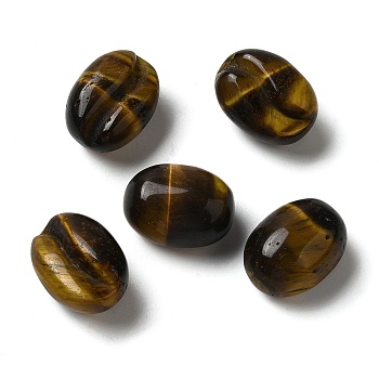 Natural Tiger Eye Beads, No Hole, Coffee Bean, 15x20x12mm