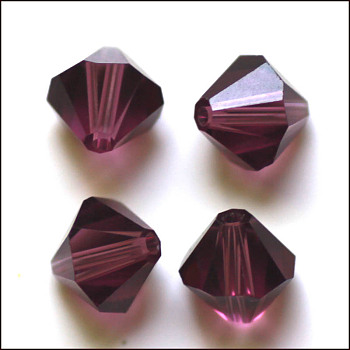 Imitation Austrian Crystal Beads, Grade AAA, K9 Glass, Faceted, Bicone, Dark Orchid, 4x4mm, Hole: 0.7~0.9mm