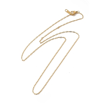 Ion Plating(IP) 304 Stainless Steel Paperclip Chain Necklace for Women, Real 14K Gold Plated, 20.20 inch(51.3cm)