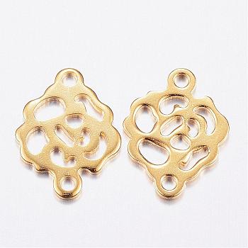 304 Stainless Steel Links connectors, Flower, Golden, 14x11x1mm, Hole: 1.2mm