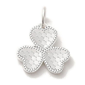 925 Sterling Silver Heart Flower Charms, with Jump Rings, Silver, 11x11.5x1mm, Hole: 3mm