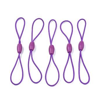 Elastic String, with Silicone Beads Buckle, for Hanging Tags, Cards, Keys, Blue Violet, 65~78x1mm
