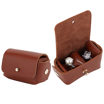PU Imitation Leather Wedding Ring Pouch, Jewelry Storage Bags, with Light Golden Tone Snap Buttons, Sienna, 4.5x6.8x3.7cm