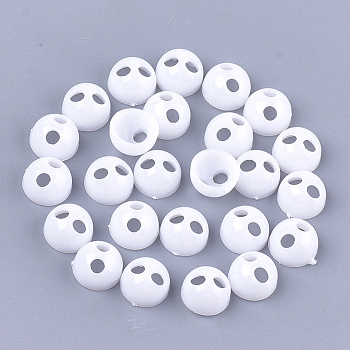 Opaque AS Plastic Buttons, End Caps, Hair Findings, DIY Hair Tie Accessories, White, 9.5x6mm, Hole: 2.5mm, Inner Diameter: 7.5mm