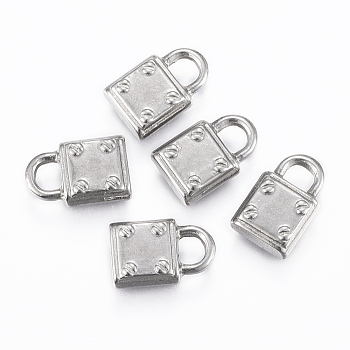 304 Stainless Steel Pendants, Padlock, Stainless Steel Color, 12x7.5x3mm, Hole: 3.5x3mm