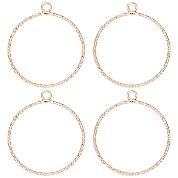 20Pcs Brass Pendants, Ring, Nickel Free, Real 18K Gold Plated, 28x25x1mm, Hole: 1.5mm