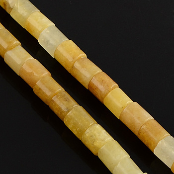 Natural Topaz Jade Stone Bead Strands, Column, Goldenrod, 6x6mm, Hole: 1mm, about 66pcs/strand, 15.7 inch