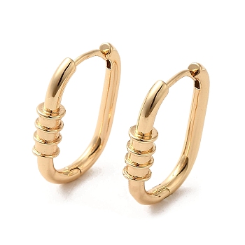 Brass Hoop Earrings, Oval, Light Gold, 24x4.5mm