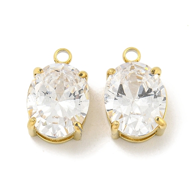 Real 18K Gold Plated Clear Oval Stainless Steel+Cubic Zirconia Charms