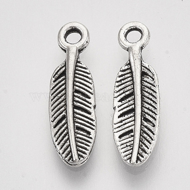 Antique Silver Feather Alloy Charms