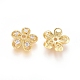 5-Petal Brass Micro Pave Clear Cubic Zirconia Bead Caps(ZIRC-G153-41G)-2