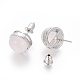 Natural Rose Quartz Stud Earrings(EJEW-F162-H08)-3