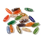 Electroplate Picasso Glass Beads, Rice, Mixed Color, 12.5x4.5mm, Hole: 1mm(FIND-E059-05)