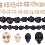 4 Strands 4 Style Dyed Synthetic Turquoise Beads Strands, Skull, 8x6x7mm and 10x8x10mm, 1strand/style(FIND-SC0002-78)
