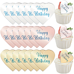 21Pcs 3 Colors Mirror Effect Acrylic Birthday Cupcake Insert Card Decoration, Flat Round Cake Toppers, Heart, 44x50x1.5mm, 7pcs/color(AJEW-SP0001-67C)