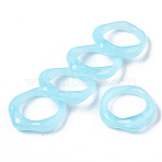 Transparent Resin Finger Rings, Imitation Gemstone Style, Light Sky Blue, US Size 6 3/4(17.1mm)(RJEW-T013-001-F04)