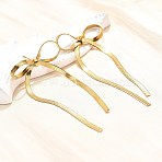 Bowknot 304 Stainless Steel Stud Earrings for Women, Golden, 80x38mm(EJEW-D104-04G)