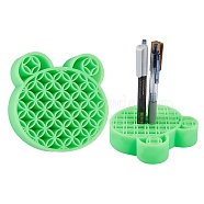 Multipurpose Silicone Storage Box, for Cosmetics Brush Holder, Pen Holder, Toothbrush Holder, Lipstick Holder, Bear, Green, 11.15x11.35x2.85cm(AJEW-WH0126-36G)