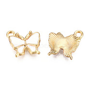 Light Gold Plated Alloy Charms, with Enamel, Butterfly, White, 13x13.5x2.5mm, Hole: 1.8mm(ENAM-T009-03F)