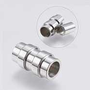 304 Stainless Steel Magnetic Clasps with Glue-in Ends, Column, Stainless Steel Color, 18x10mm, Hole: 6mm(STAS-F139-078P)