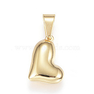304 Stainless Steel Charms, Puffed Heart, Golden, 15x10.5x4.5mm, Hole: 7x3.5mm(STAS-H330-36G)