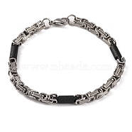 Tarnish Resistant Vacuum Plating 304 Stainless Steel Column Byzantine Chain Bracelets, with 201 Stainless Steeel Findings, Stainless Steel Color, 9-1/8 inch(23cm)(BJEW-B078-66EBP)