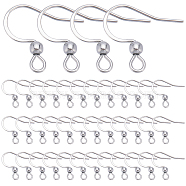 200Pcs 304 Stainless Steel French Earring Hooks, Flat Ear Wire with Ball, Stainless Steel Color, 21 Gauge, 15~17x18mm, Hole: 2mm, Pin: 0.7mm(STAS-SC0006-36P)