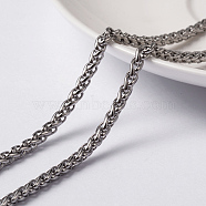 304 Stainless Steel Wheat Chains, Foxtail Chain, Unwelded, with Spool, Stainless Steel Color, 5x3x1mm, about 32.8 Feet(10m)/roll(CHS-H007-47P)