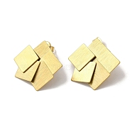 304 Stainless Steel Square Stud Earrings for Women, Real 18K Gold Plated, 25.5x26mm(EJEW-Q781-21G)