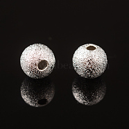 6mm Silver Color Plated Brass Textured Beads, Round, Hole: 1mm(X-EC248-S)