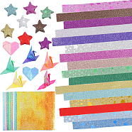 3 Bags 3 Style Glitter Star Origami Papers, Folding Strips, Mixed Color, 97~247x10~97x0.1mm, 1 bag/style(DIY-GL0005-06)