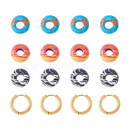 DIY Gemstone Beaded Hoop Earring Making Kits, Including Synthetic Malachite Beads, 304 Stainless Steel Huggie Hoop Earrings, Mixed Color, 36pcs/box(DIY-SW0001-06)