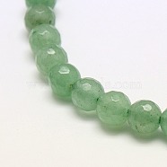 Natural Green Aventurine Beads Strands, Faceted, Round, 6mm, Hole: 1mm, about 62pcs/strand, 15.3 inch(X-G-M037-6mm-01)
