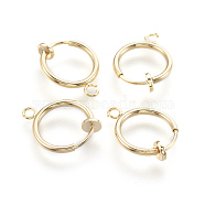 Brass Clip-on Hoop Earrings, For Non-pierced Ears, with Spring Findings, Nickel Free, Real 18K Gold Plated, 16.5~17x12.5x4mm, Hole: 1~1.5mm(KK-L169-06G)