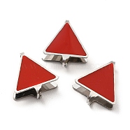 304 Stainless Steel Snap on Bails, with Enamel, Triangle, Stainless Steel Color, Red, 11x10x3mm, Pin: 0.9mm(STAS-I193-05P-02)