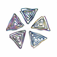 Eco-Friendly Iron Filigree Joiners Links, Cadmium Free & Lead Free, Twist Triangle, Rainbow Color, 33~34x35~36x6~10mm(IFIN-N009-013-RS)