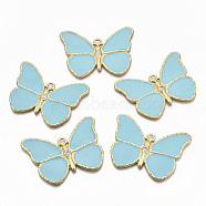 Alloy Enamel Big Pendants, with Crystal Rhinestone, Cadmium Free & Nickel Free & Lead Free, Butterfly, Real 14K Gold Plated, 50x67x5mm, Hole: 4mm(PALLOY-R113-032-NR)