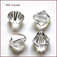 Imitation Austrian Crystal Beads, Grade AAA, Faceted, Bicone, Clear, 8x8mm, Hole: 0.9~1mm(SWAR-F022-8x8mm-001)