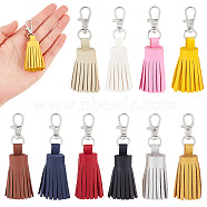 WADORN 10Pcs 10 Colors PU Imitation Leather Tassel Keychains, with Platinum Plated Alloy Lobster Claw Clasps, Mixed Color, 8.05cm, 1pc/color(KEYC-WR0001-19)
