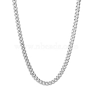 Non-Tarnish 201 Stainless Steel Curb Chain Necklaces for Men, Stainless Steel Color, 23.82 inch(60.5cm), Link: 6x5x1.5mm(NJEW-Q336-08D-P)