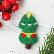 Christmas Tree Brooch Cactus Needle Felting Kit, including Instructions, 1Pc Foam, 4Pcs Needles, 5 Colors Wool, 1Pc Brooch Finding, Mixed Color, 25~115x5~85x2~29mm(DIY-K055-05)